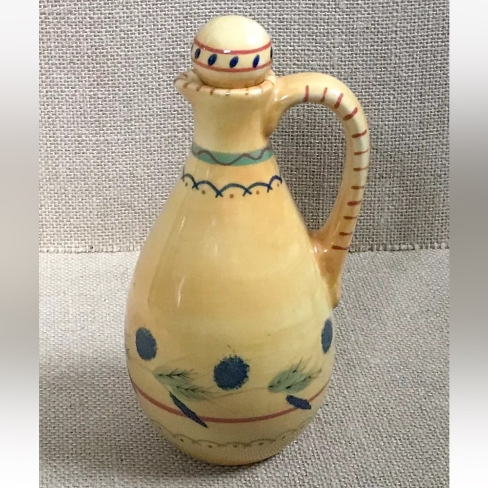Le Vinaigre Yellow Vinegar Cruet Hand Painted French Parisian Style Cottage Core